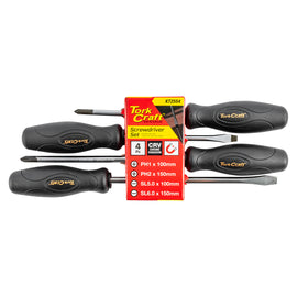 Image of a Tork Craft 4pc Screwdriver Set Black Handle