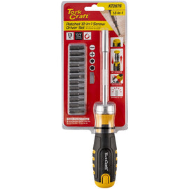 Image of a Tork Craft Ratchet Screwdriver Set 12-in-1 12pc Bits 1pc Driver