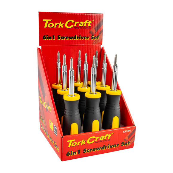 Image of a Tork Craft Screwdriver 6 In 1 CRV Bits Per Box Of 9