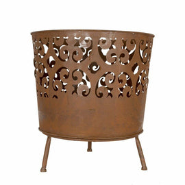 image of La Hacienda Cesta Fire Pit Oxidised Firebasket L 46cm x W 46cm x H 49cm