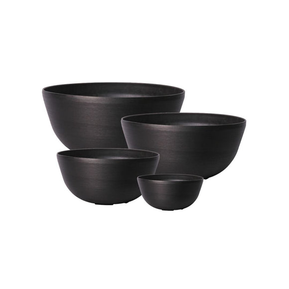 Image of a CASA CALORE Flower Pots and Planters, Ultralight Bowl 4.5kg/Set 3+1 Low Bowl design - Obsidian Grey 1