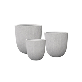 Image of a CASA CALORE Flower Pots and Planters, Ultralight Groove 3.9kg/Set 3 Fluted Groove - Mediterranean Beige 1