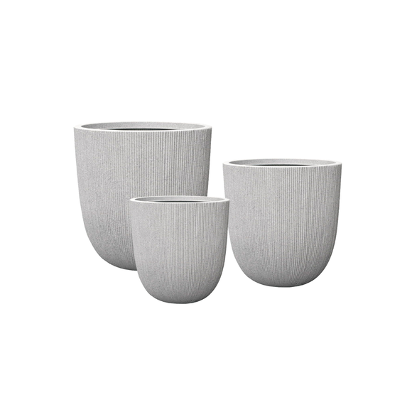 Image of a CASA CALORE Flower Pots and Planters, Ultralight Groove 3.9kg/Set 3 Fluted Groove - Mediterranean Beige 1