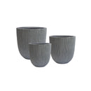 Image of a CASA CALORE Flower Pots and Planters, Ultralight Groove 3.9kg/Set 3 Fluted Groove - Mediterranean Grey 1