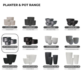 Image of a CASA CALORE Flower Pots and Planters, Ultralight Low 6kg/Set 3 Low Cylinder design - Brushed Steel 2