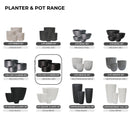 Image of a CASA CALORE Flower Pots and Planters, Ultralight Low 6kg/Set 3 Low Cylinder design - Obsidian Grey 2