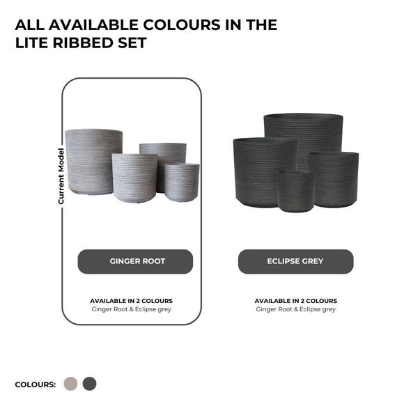 Image of a CASA CALORE Flower Pots and Planters, Ultralight Ribbed 8.6kg/Set 4 Cylindrical Fluted - Ginger Root 2