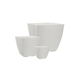 Image of a CASA CALORE Flower Pots and Planters, Ultralight Square 8.3kg/Set 3 Fluted Square - Chalk Beige 1
