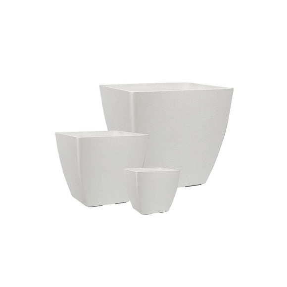 Image of a CASA CALORE Flower Pots and Planters, Ultralight Square 8.3kg/Set 3 Fluted Square - Chalk Beige 1