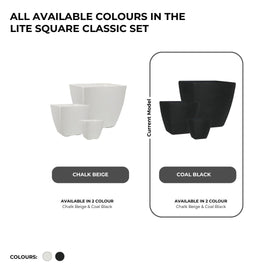 Image of a CASA CALORE Flower Pots and Planters, Ultralight Square 8.3kg/Set 3 Fluted Square - Coal Black 2