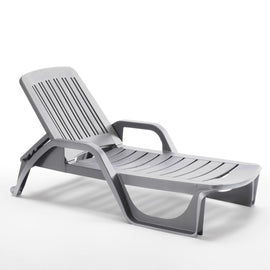 Image of a ECONOFURN Bica Zanzibar Sun/Pool Lounger - Grey 1