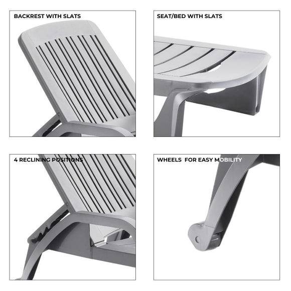 Image of a ECONOFURN Bica Zanzibar Sun/Pool Lounger - Grey 2