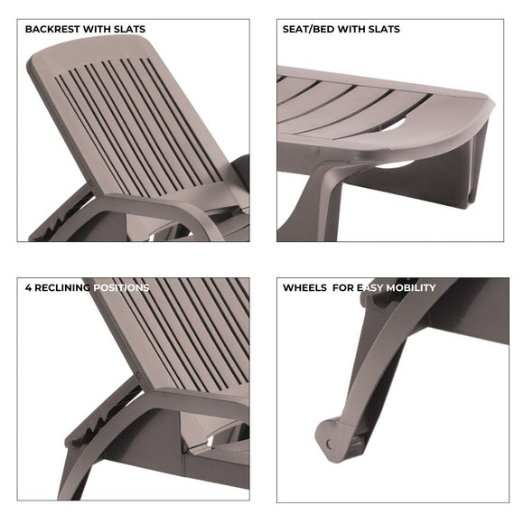 Image of a ECONOFURN Bica Zanzibar Sun/Pool Lounger - Taupe 2