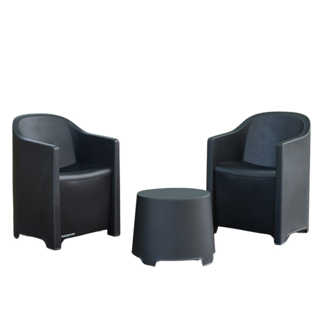 Image of a ECONOFURN Luna 3 Piece Patio / Balcony Set Anthracite 1