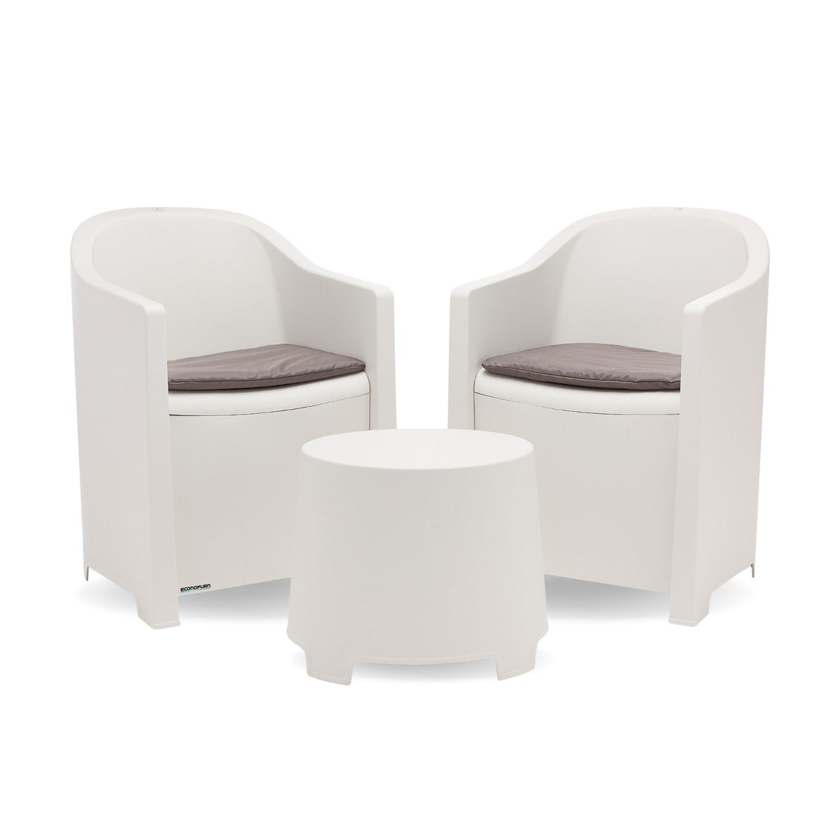 Image of a ECONOFURN Luna 3 Piece Patio / Balcony Set White 1