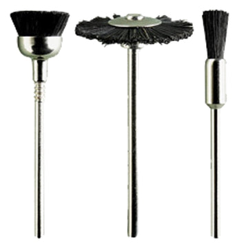 Image of a ASSORTED BLACK BRISTLE BRUSHES. 3PCS