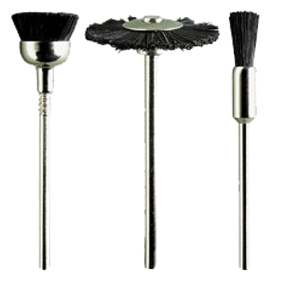 Image of a ASSORTED BLACK BRISTLE BRUSHES. 3PCS