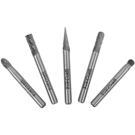 Image of a Tork Craft Rotary Burr Set 5 Piece Asstd 6mm Diameter Tungsten