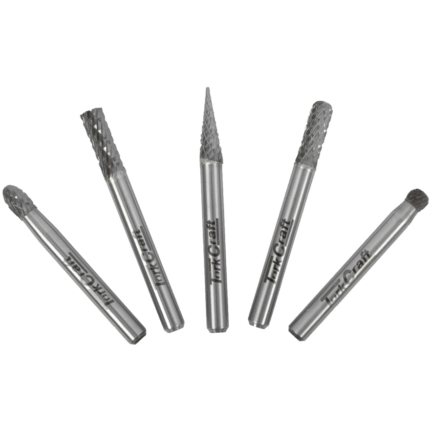 Image of a Tork Craft Rotary Burr Set 5 Piece Asstd 6mm Diameter Tungsten