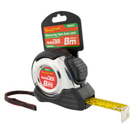 Image of a Tork Craft Measuring Tape Self Lock 8m X 25mm S/s & Rubber Casing Matt Finish
