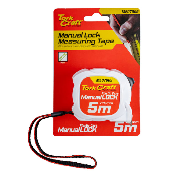 Image of a Tork Craft Measuring Tape M/lock 5m X 25mm Plastic Casing
