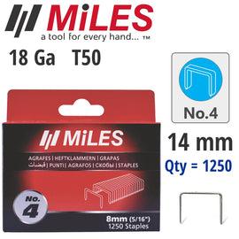Image of a GALV STAPLES 18G T50 14MM X 1250PCS MILES NO4
