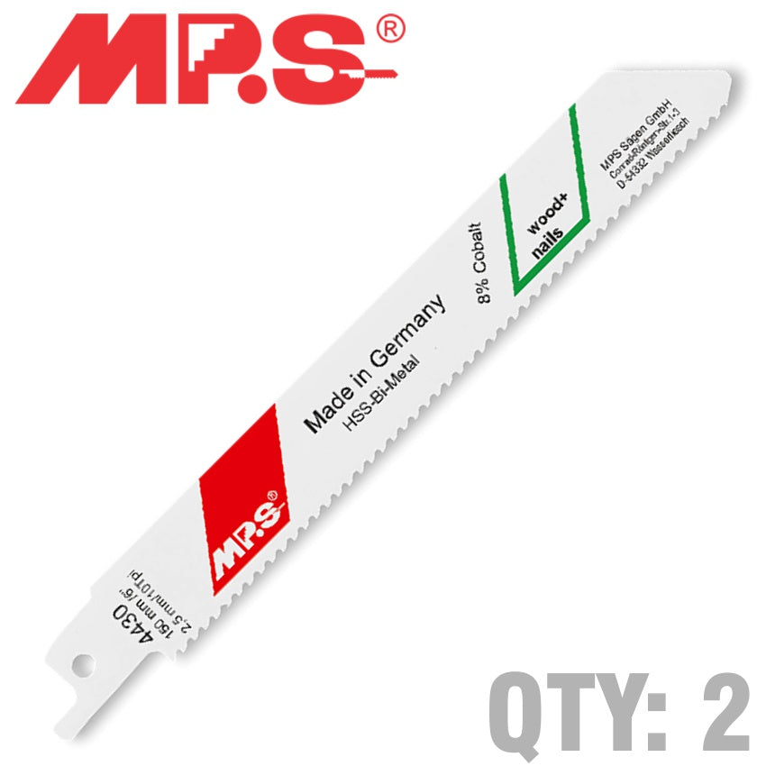 Image of a SABRE SAW BLADE 10TPI 150 X 130MM METAL 2/PK
