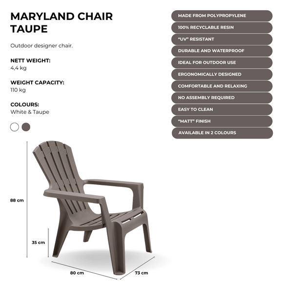 Image of a ECONOFURN Maryland Patio Armchair - Taupe 2