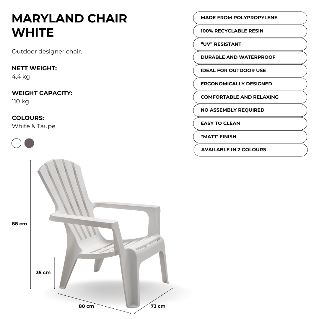 Image of a ECONOFURN Maryland Patio Armchair - White 2