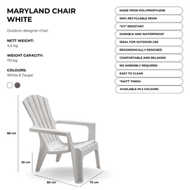 Image of a ECONOFURN Maryland Patio Armchair - White 2