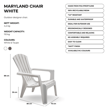 Image of a ECONOFURN Maryland Patio Armchair - White 2