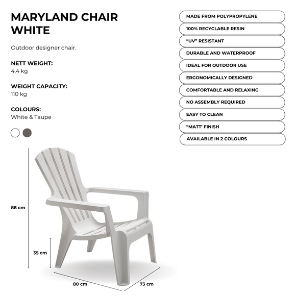 Image of a ECONOFURN Maryland Patio Armchair - White 2