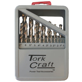 Image of a Tork Craft Drill Bit Set 19pce HSS Ground Bright Finish