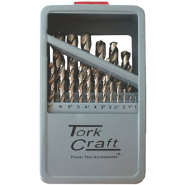 Image of a Tork Craft Drill Bit Set 25pce HSS Ground Bright Finish