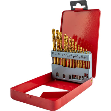 Image of a Tork Craft Drill Bit Set 13pce Tin. Coated Metal Case
