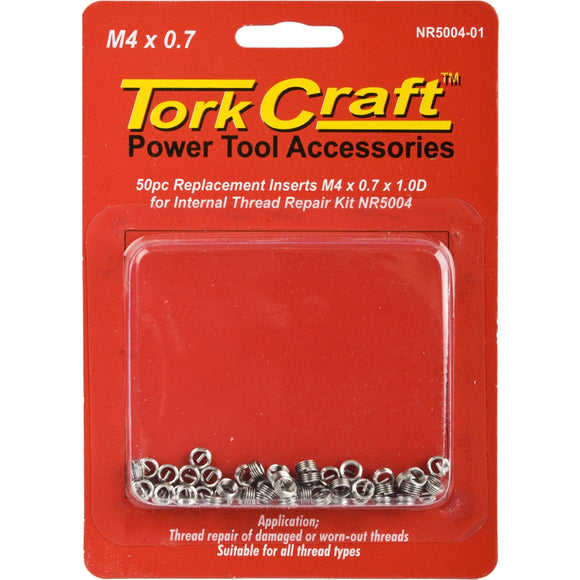 Image of a Tork Craft Thread Repair Kit M4 X 0.7 X1.0d Replacement Inserts For Nr5004