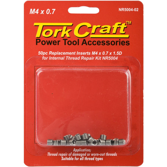 Image of a Tork Craft Thread Repair Kit M4 X 0.7 X1.5d Replacement Inserts For Nr5004