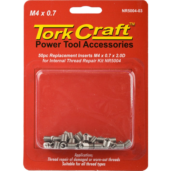 Image of a Tork Craft Thread Repair Kit M4 X 0.7 X 2.0d Replacement Inserts For Nr5004