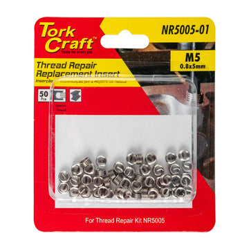 Image of a Tork Craft Thread Repair Kit M5 X 0.8 X 1.0d Replacement Inserts For Nr5005