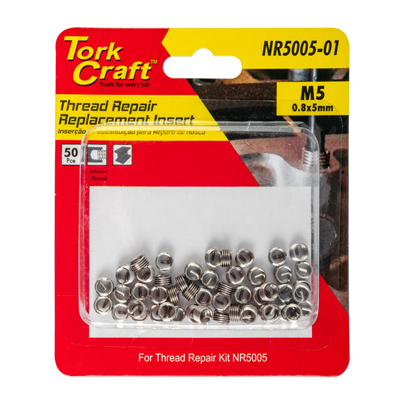 Image of a Tork Craft Thread Repair Kit M5 X 0.8 X 1.0d Replacement Inserts For Nr5005