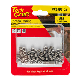 Image of a Tork Craft Thread Repair Kit M5 X 0.8 X 1.5d Replacement Inserts For Nr5005
