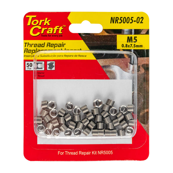 Image of a Tork Craft Thread Repair Kit M5 X 0.8 X 1.5d Replacement Inserts For Nr5005