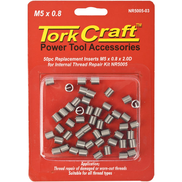 Image of a Tork Craft Thread Repair Kit M5 X 0.8 X 2.0d Replacement Inserts For Nr5005