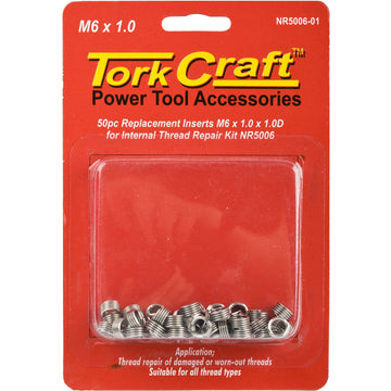 Image of a Tork Craft Thread Repair Kit M6 X 1.0 X 1.0d Replacement Inserts For Nr5006