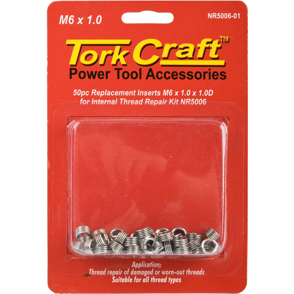 Image of a Tork Craft Thread Repair Kit M6 X 1.0 X 1.0d Replacement Inserts For Nr5006
