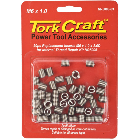 Image of a Tork Craft Thread Repair Kit M6 X 1.0 X 2.0d Replacement X50 Inserts For Nr5006