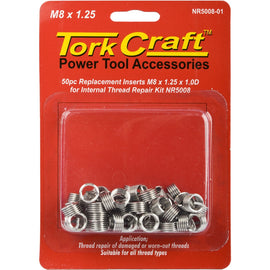 Image of a Tork Craft Thread Repair Kit M8 X 1.25 X 1.0d Replacement Inserts For Nr5008