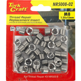 Image of a Tork Craft Thread Repair Kit M8 X 1.25 X 1.5d Replacement Inserts For Nr5008