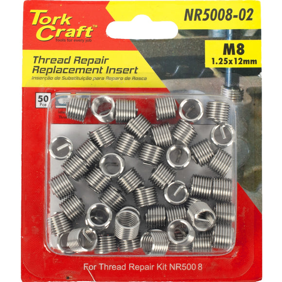 Image of a Tork Craft Thread Repair Kit M8 X 1.25 X 1.5d Replacement Inserts For Nr5008