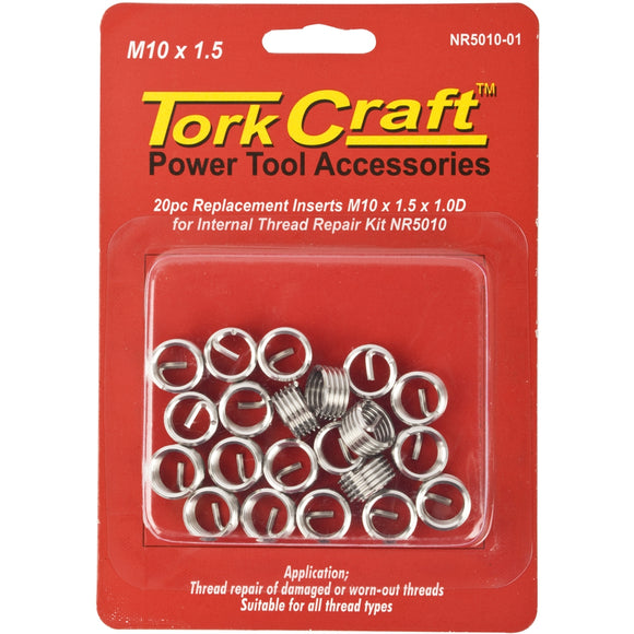 Image of a Tork Craft Thread Repair Kit M10 X 1.5 X 1.0d Replacement Inserts For Nr5010